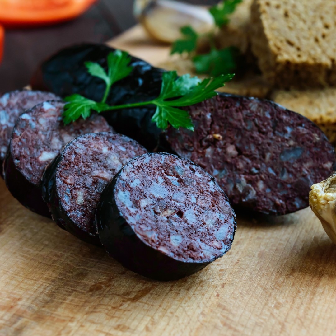 Creamy black pudding, apple chutney with Calvados